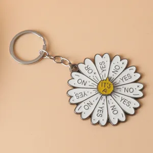 Creative indecision wheel keychain metal daisy pendant funny rotating accessory gift