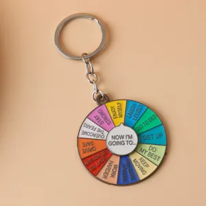 Colorful rotating wheel metal keychain novelty spinner bag charm funny gift for daily use