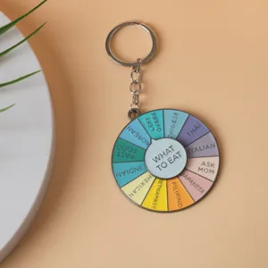 Funny decision maker wheel keychain, colorful enamel rotating metal keyring for gift.