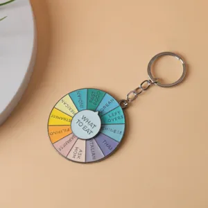 Rotatable rainbow spinner keychain decision fatigue food choice metal keyring charm gift