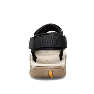 Men casual outdoor hiking sandal rear view, black webbing strap and durable rubber sole.