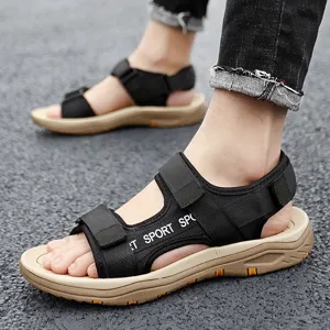 Men outdoor casual sports sandals with velcro straps and anti-slip thick soles summer