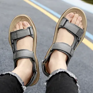 Comfortable men's outdoor casual sports sandals with double velcro straps for summer walking.