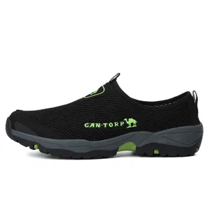 Zapatos de Senderismo Casual Outdoor de Malla Transpirable para Hombre Slip-On Negro.