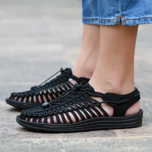 Sandalias trenzadas negras hombres mujeres zapatos de playa verano casual cómodos