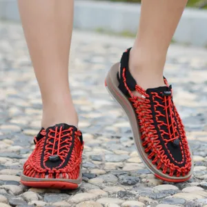 Sandalias trenzadas unisex para exteriores con diseño de cordón transpirable de verano.