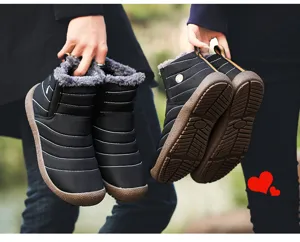 Winter waterproof couple plush warm snow boots outdoor casual black cotton footwear