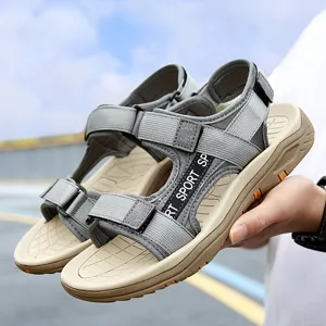 Men's Outdoor Casual Sandals Genuine Leather Mesh Breathable Athletic Hiking Beach Shoes Summer Lightweight Non Slip Footwear