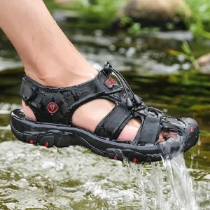 Men's outdoor hiking water sandals summer breathable beach footwear with toe protection.