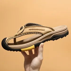 Uomo sandali infradito esterni estate spiaggia scarpe pelle tomaia suola antiscivolo