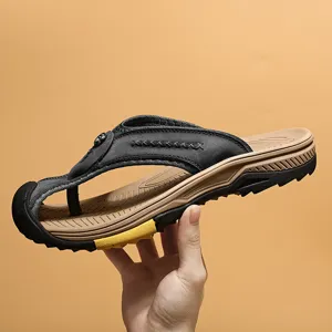 Sandali infradito uomo pelle protezione punta scarpe estive spiaggia tempo libero dettaglio