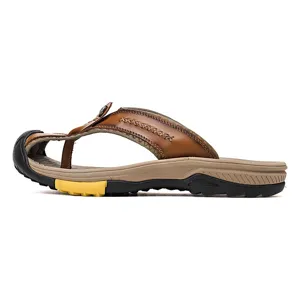 Sandali infradito in vera pelle da uomo scarpe da spiaggia con protezione per dita.
