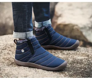 Detail shot of winter snow boots with fleece lining and durable outsole for outdoor activities.