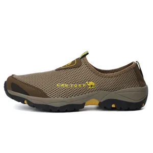 Hombres zapatos de senderismo informales de malla transpirable mocasines marrones