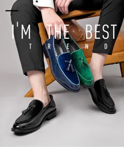 Zapatos formales de punta para hombre mocasines de cuero con borlas para negocios bodas.