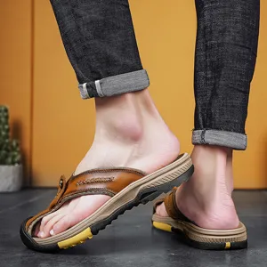 Sandali infradito in vera pelle uomo estivi scarpe da spiaggia comode e resistenti