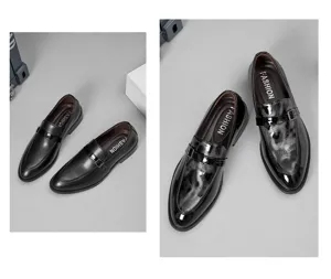 Chaussures en cuir pour hommes chaussures habillees d'affaires classiques avec boucle