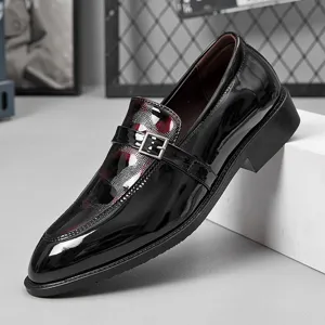 Scarpe Eleganti da Uomo Formali da Lavoro Punta A Punta in Pelle Scarpe Oxford Slip On Scarpe da Sposa Taglie Forti