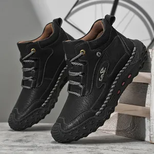 Herren Freizeit Leder Martin Boots, bequeme High-Top Outdoor Schuhe mit langlebiger Gummisohle.