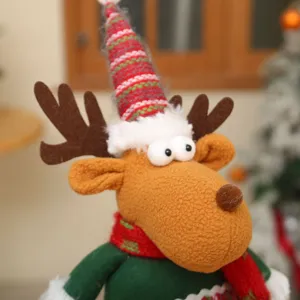 Christmas reindeer plush toy desktop ornament festive holiday decor cute stuffed doll for home.