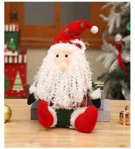 Christmas Santa Claus plush doll knitted sitting figurine holiday desktop decoration toy