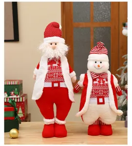 Weihnachten Plüsch Weihnachtsmann und Schneemann Puppen Set, festliche Heimtisch Dekoration.