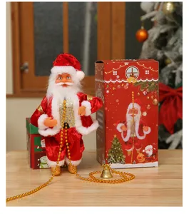 Weihnachten klettern Santa Claus Spielzeug Detailaufnahme mit festlicher Box Kette.