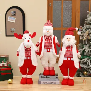 Weihnachten Teleskop Puppe Festliche Stoff Plüsch Weihnachtsmann Schneemann Rentier Stehende Ornamente Wohnkultur Neujahrsgeschenk