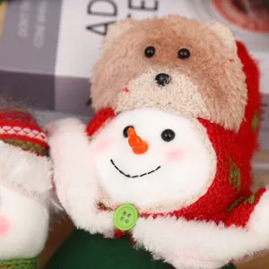 Christmas snowman plush doll cute bear hat holiday hanging decoration festive red soft decor