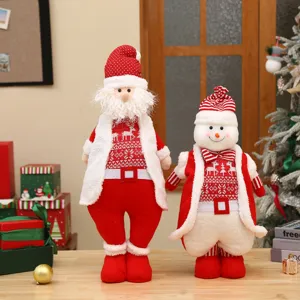 Weihnachtsmann und Schneemann Plueschpuppe Dekoration Set fuer festliche Inneneinrichtung
