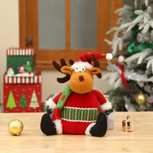 Christmas sitting plush reindeer doll knitted desktop ornament holiday home decor item