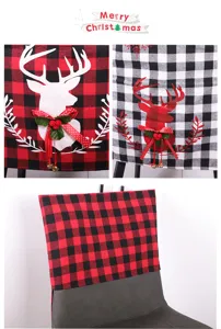 Fundas para sillas de Navidad tela no tejida patron cuadros ciervo decoracion fiesta