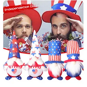 Unabhängigkeitstag Gnome Plüschpuppe Set, patriotische Sterne Streifen Mütze Puppe für Dekoration.