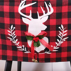 Funda de silla de navidad de cuadros ciervo festivo decoración de comedor hogar