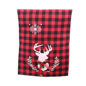 Fundas para sillas de cuadros rojo y negro de Navidad decoración festiva del hogar