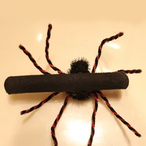 Halloween fuzzy spider slap bracelet decoration spooky party prop cute hairy spider toy