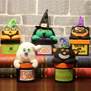 Halloween Süßigkeiten Box Spinnennetz Geist Kürbis Hexe Papier Geschenkboxen Samt Puppe Korb Party Desktop Ornamente
