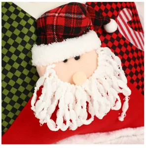Christmas Santa Claus 3D Patchwork Pillow Case Festive Holiday Cushion Cover Home Decor