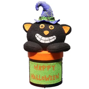 Halloween schwarze Katze Süßigkeitenbox Geschenkbox niedlicher Hexenhut Party Deko
