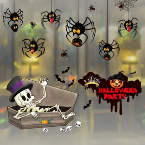 Halloween Fensteraufkleber gruseliges Skelett Spinnen Wandtattoos für Party Deko