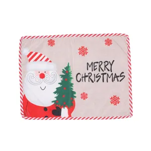 Christmas placemat with Santa Claus and tree print, festive table decor mat for home hotel