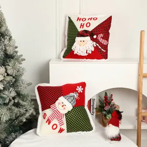 Christmas 3D plush pillow cover Santa Snowman square cushion holiday decor main image