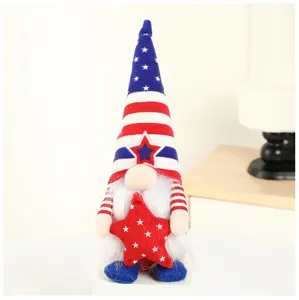 American Independence Day gnome doll with USA flag star hat plush desktop decoration