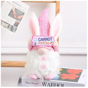 Easter bunny ear gnome plush doll glowing ornament cute desktop decoration spring gift toy