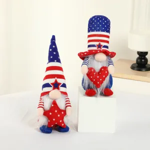 American Independence Day patriotic gnomes plush dolls set, red white blue stars stripes.