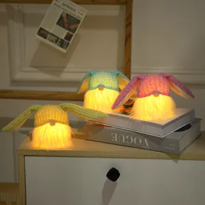 Easter Gnome Plush Glowing Rabbit Ears Faceless Doll Ornament Led Light Bunny Doll Holiday Party Home Decor Craft Gift