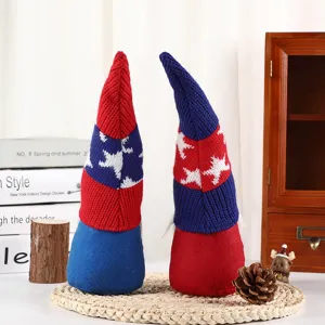 Independence Day gnome plush doll patriotic tiered tray decor red blue star faceless old man