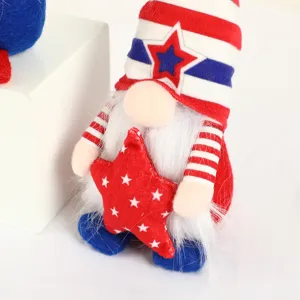 American Independence Day gnome plush doll with red white blue stripes and star decor.