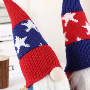 Independence day gnome plush doll red blue star hat faceless old man holiday decoration