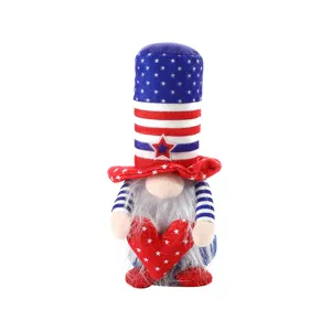 Independence Day gnome plush doll, patriotic star stripe faceless dwarf toy for holiday decor.